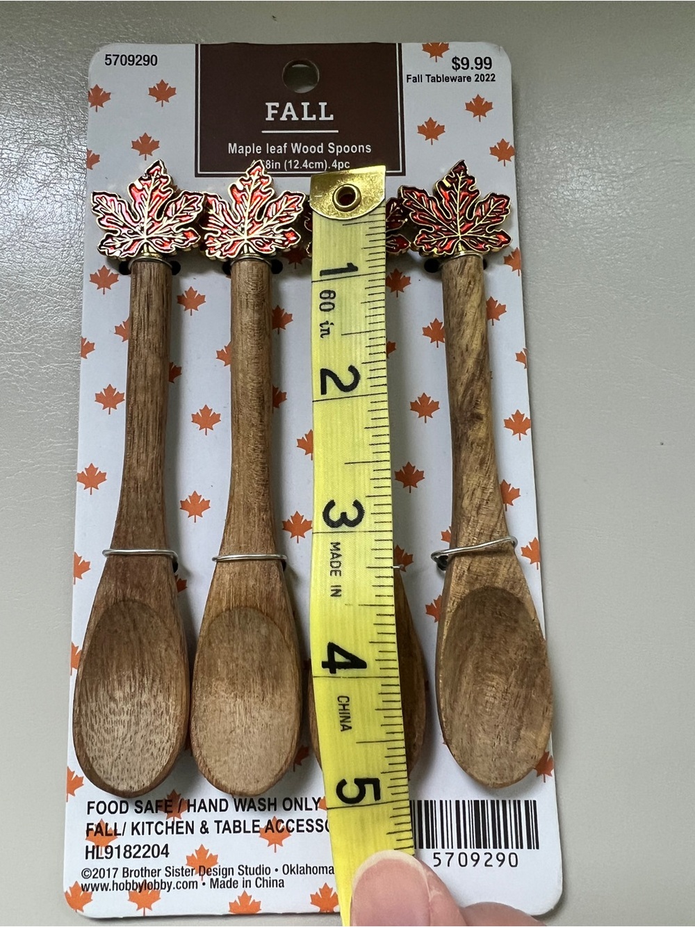 Fall Maple Leaf Wood Spoons - Orange Accent (Set of 4) Hobby Lobby - Picture 5 of 6